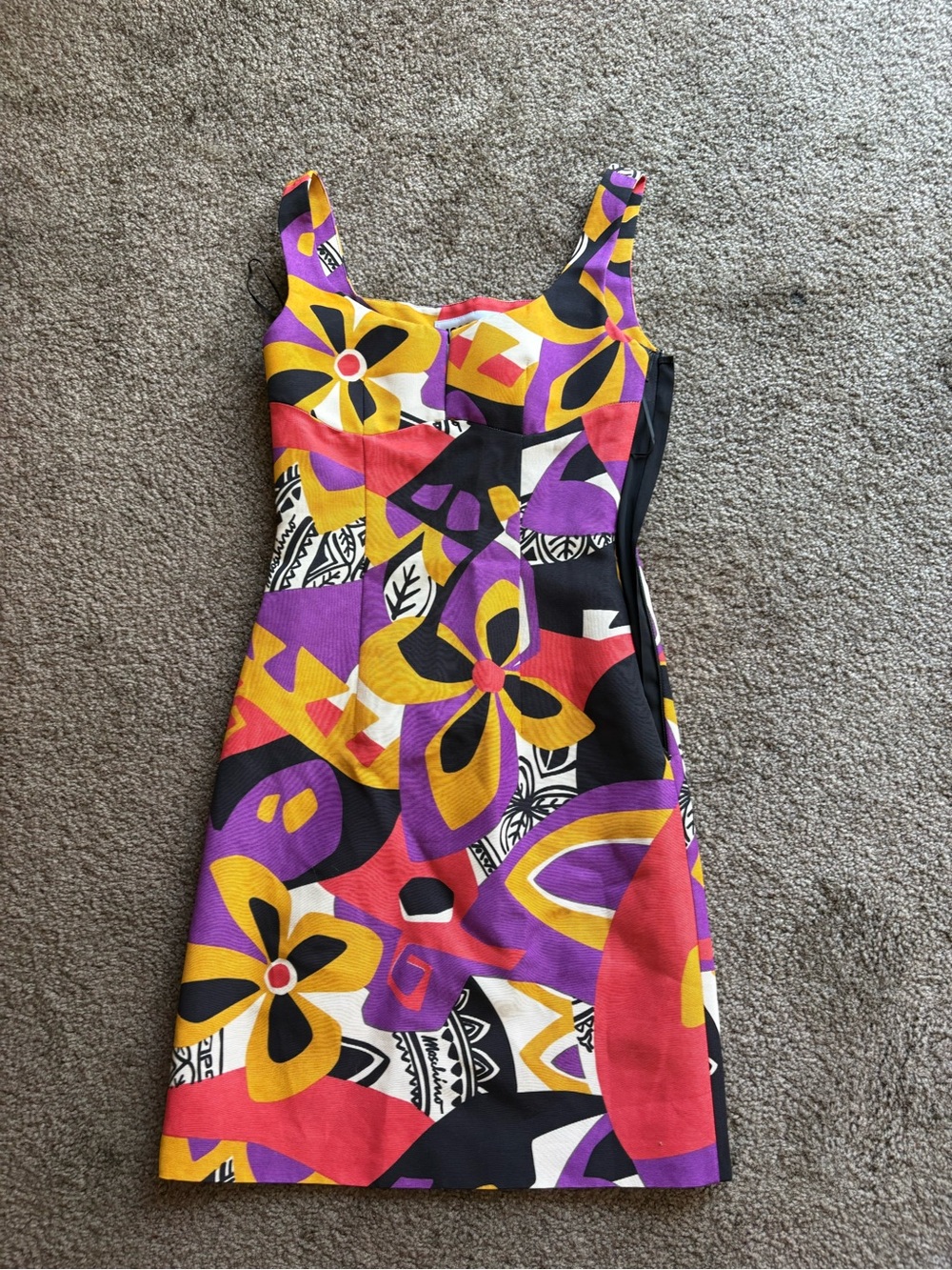 Moschino Bold Floral Print Mini Dress - Yellow, Purple & Black